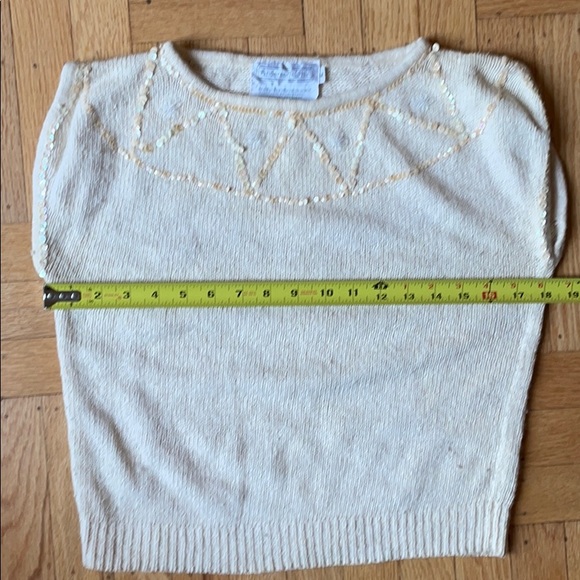 80s does 50s Angora Sleeveless Sweater Sequins - Picture 9 of 10
